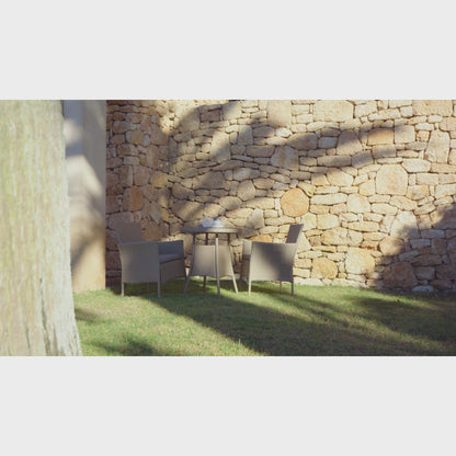 Kemble 2 Seater Rattan Bistro Outdoor Dining Set in Natural Brown - Garden Furniture