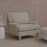 Brea Mink Taupe  Armchair - Whitewash Oak Legs - Laura James 