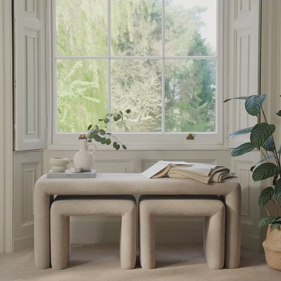 Kamiko Dining Nesting Bench & Stools - Mink Taupe - Laura James
