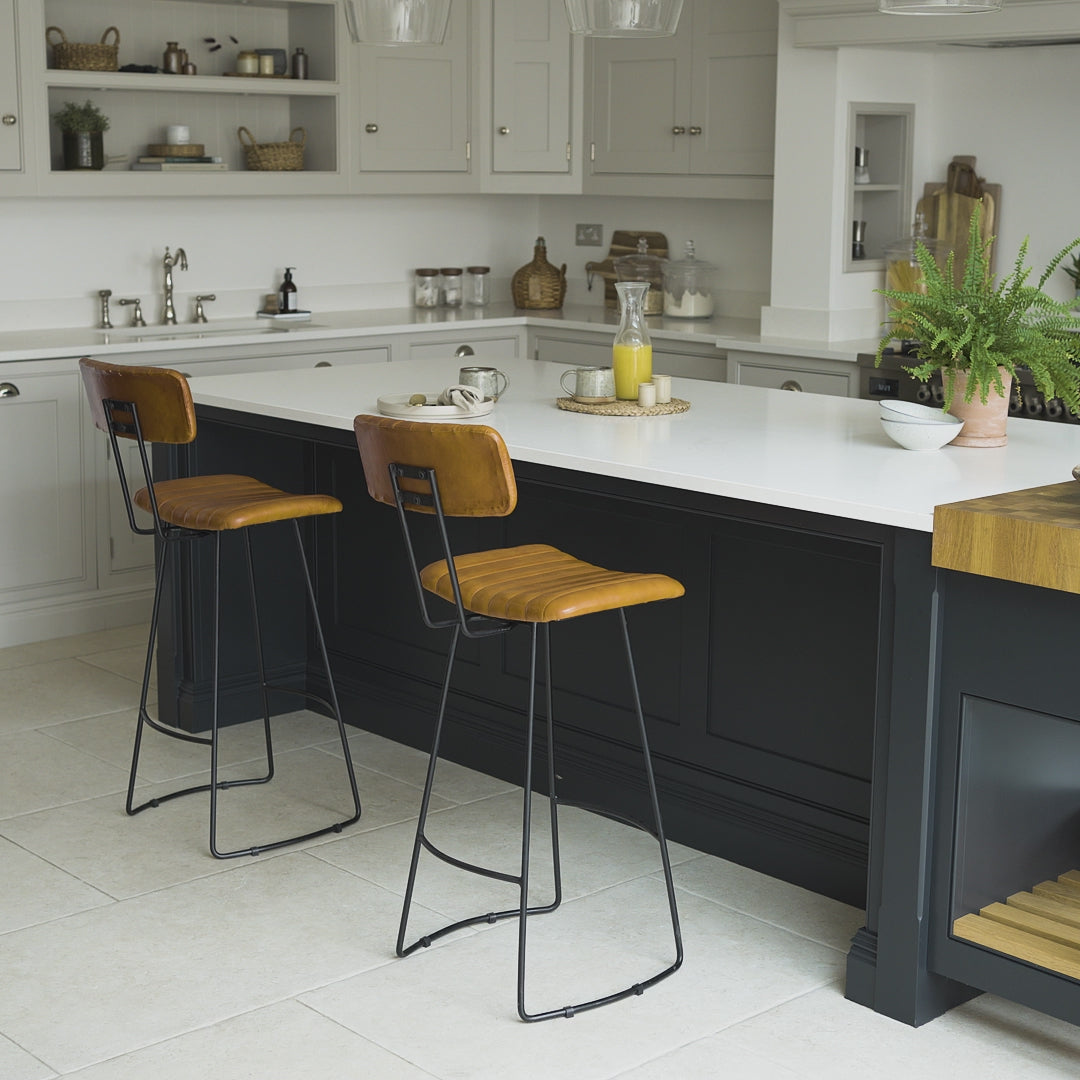 Jayden Tan Leather Bar Stool