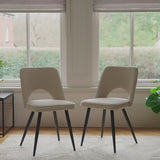 Dolly Mink Taupe Dining Chairs - Set of 2 - Black Metal Legs - Laura James
