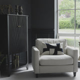 Ava Light Beige Boucle Armchair - Black Oak Legs