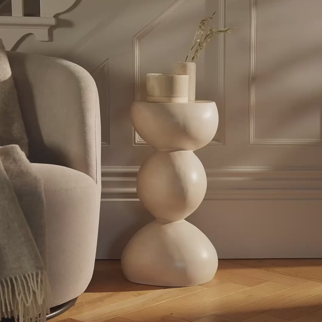 Alder Concrete Round Side Table - Sand - Laura James