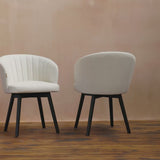Arabella Light Beige Boucle Dining Chairs - Set of 2 - Black Oak Legs - Laura James 