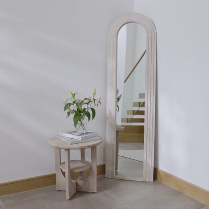 Kubu 170 x 50cm Wooden Arch Mirror - Whitewash - Laura James
