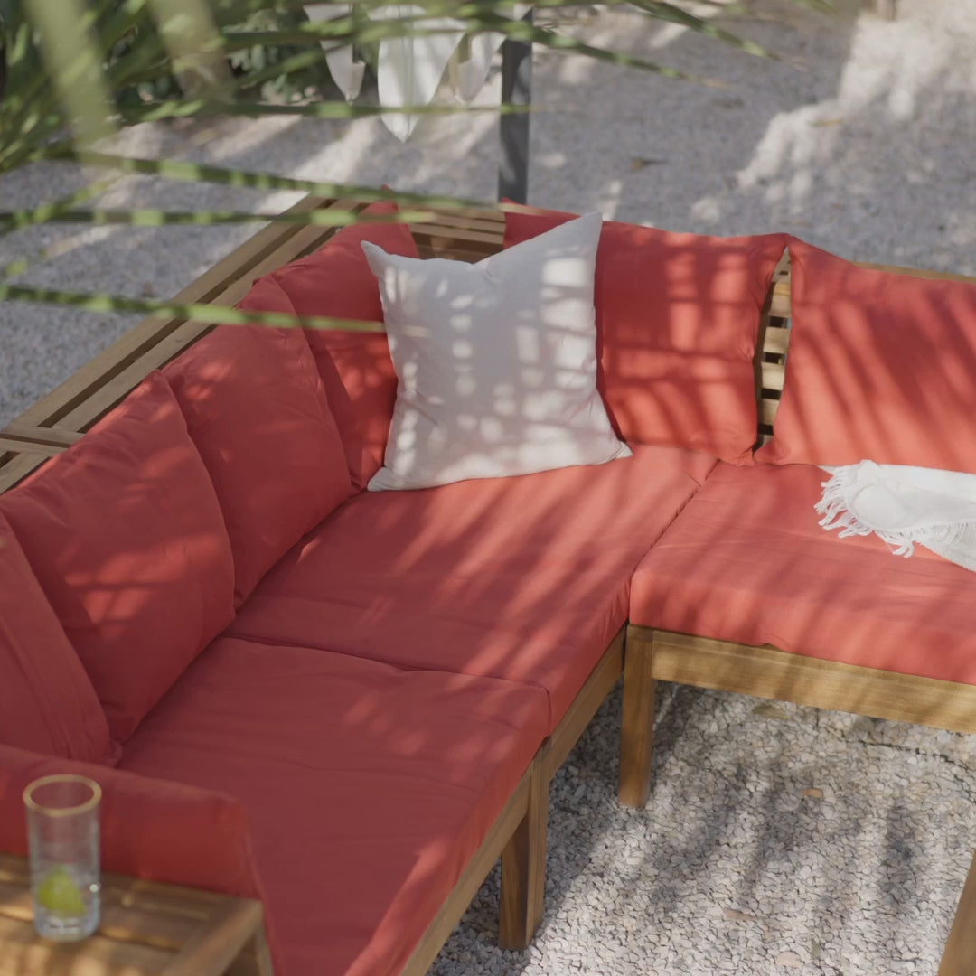 Dakota outdoor sofa set with grey parasol - acacia wood