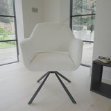 Parker Boucle Office Chair - White with Black Metal Legs - Laura James