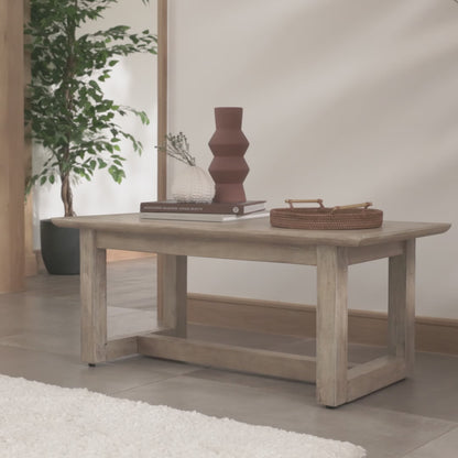 Valdis Mangowood & Travertine Rectangular Coffee Table - Laura James 