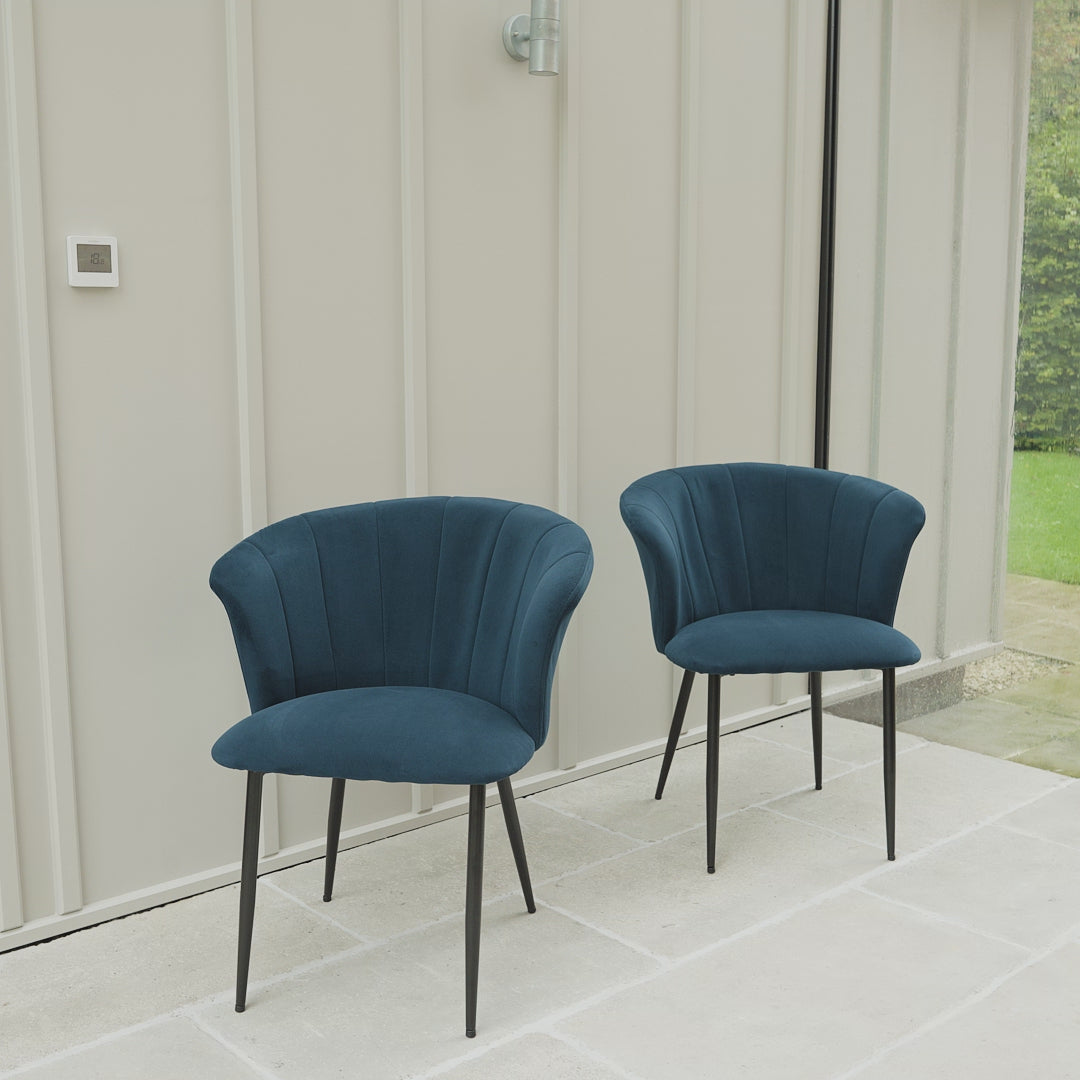 Cleo Ink Velvet Dining Chairs - Set Of 2 - Laura James

