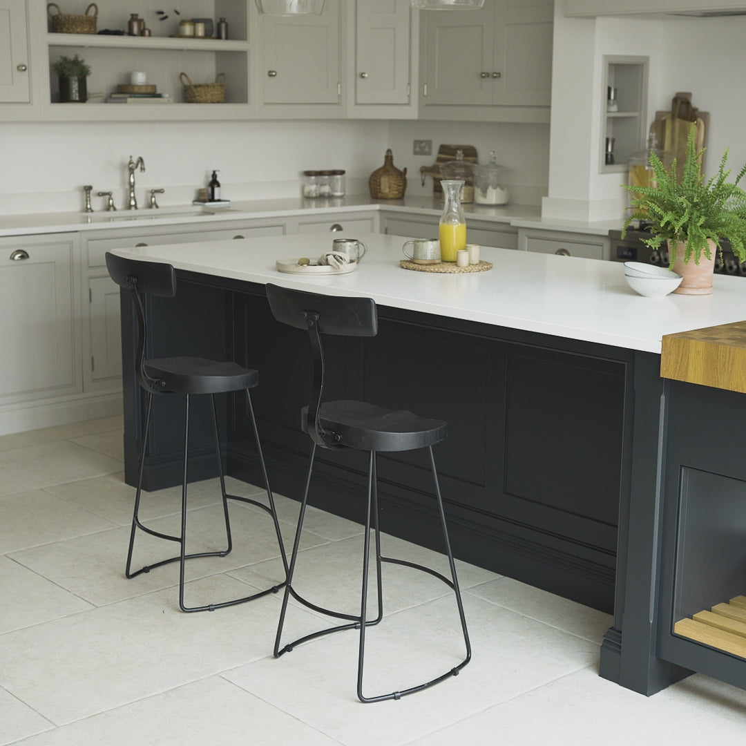 Aiden Black Mango Wood Bar Stool - Set of 2 - Laura James