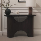 Octavia 110cm Oval Console Table - Coffee Brown Mango Wood - Laura James 