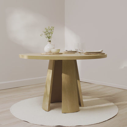 Farren 120cm Round Dining Table - Whitewash Oak - Laura James