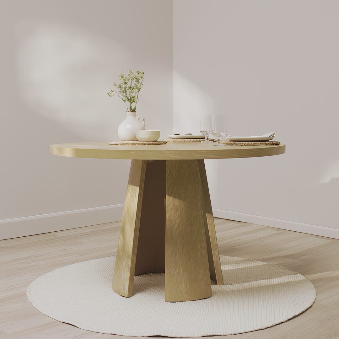 Farren 120cm Round Dining Table - Whitewash Oak - Laura James