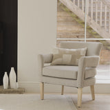 OUTLET - Grace Soft Beige Occasional Armchair - Whitewash Oak Legs