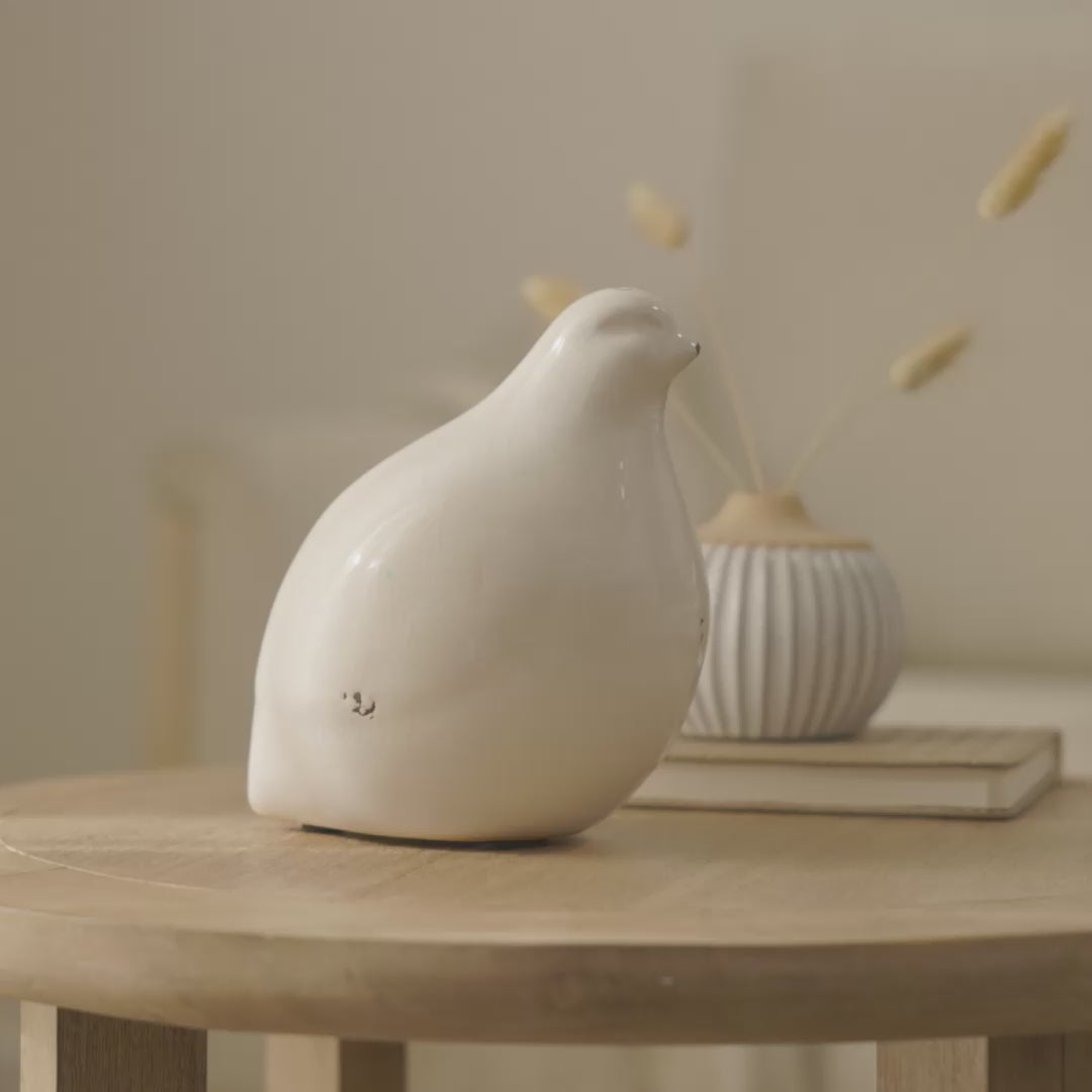 Cali 16.5cm Ceramic Bird Ornament - Off White - Laura James 