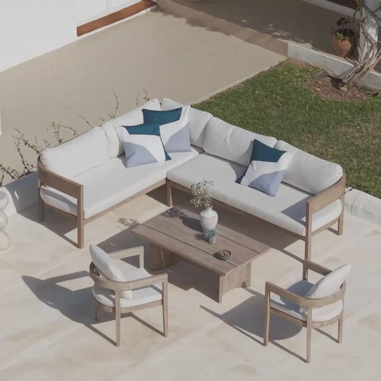 Imani 7 Seater Wooden Garden Corner Sofa Set with Coffee Table & 2 Imani Dining Chairs - Laura James