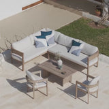 Imani 7 Seater Wooden Garden Corner Sofa Set with Coffee Table & 2 Imani Dining Chairs - Laura James
