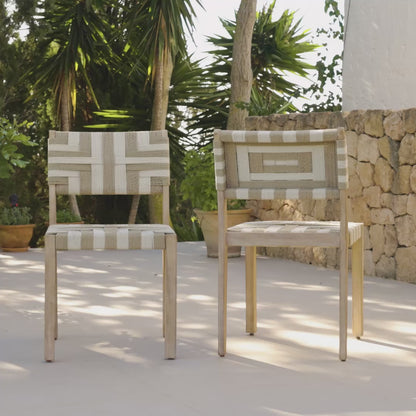 Saffron Brushed Light Acacia Garden Chair - Set of 2 - Beige/Natural Rope