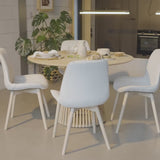 Willow Whitewash Round 4 Seater with Bella Boucle Dining Chairs with Whitewash Legs