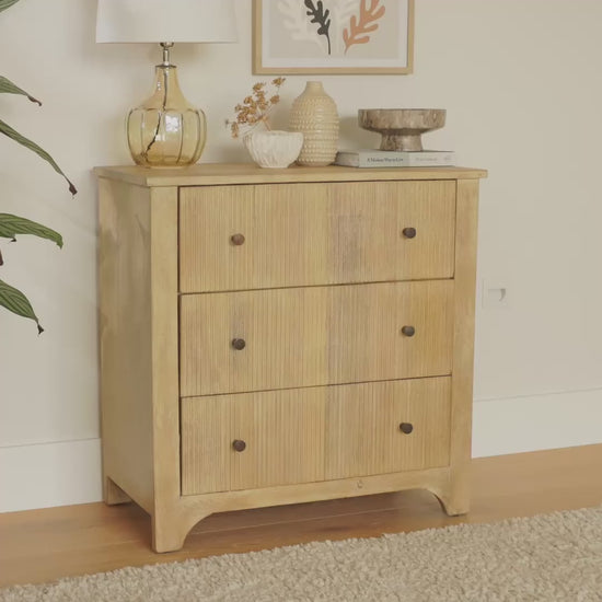 Jade 3 Drawer Chest of Drawers - Chalked Mango Wood - Laura James