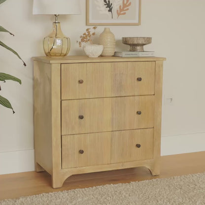 Jade 3 Drawer Chest of Drawers - Chalked Mango Wood - Laura James