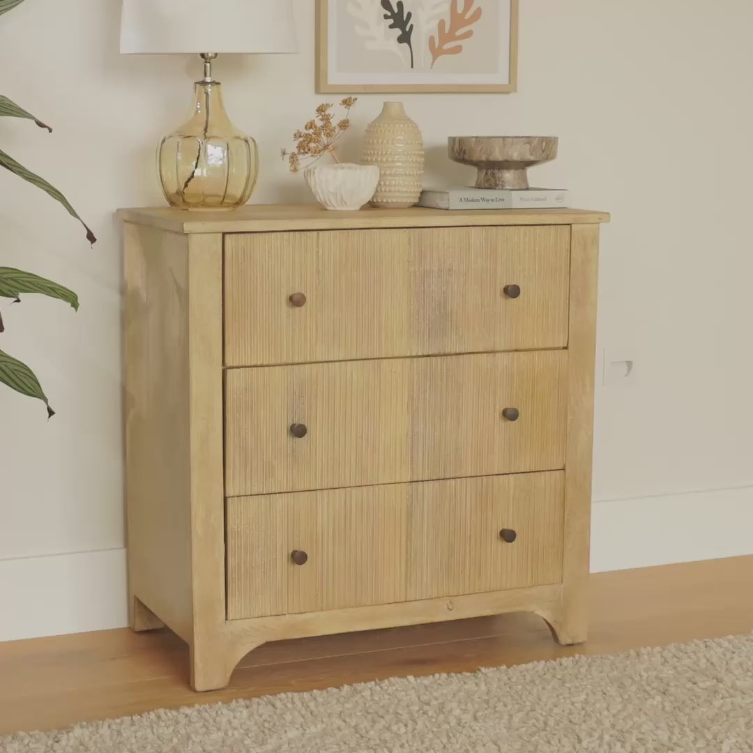 Jade 3 Drawer Chest of Drawers - Chalked Mango Wood - Laura James