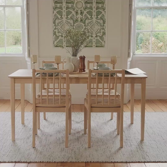 Paul 160-220cm Whitewash Oak Extending Dining Table Set - 4 Seater - Tilly Wood String Dining Bench - Laura James