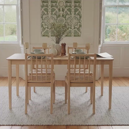 Paul 160-220cm Whitewash Oak Extending Dining Table Set - 4 Seater - Tilly Wood String Dining Bench - Laura James
