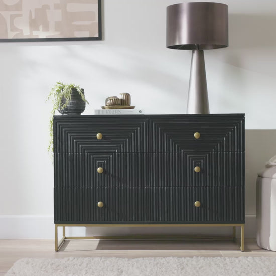 Rayna 6 Drawer Chest of Drawers - Jet Black - Laura James 