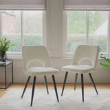 Dolly Oyster White Dining Chairs - Set of 2 - Black Metal Legs - Laura James