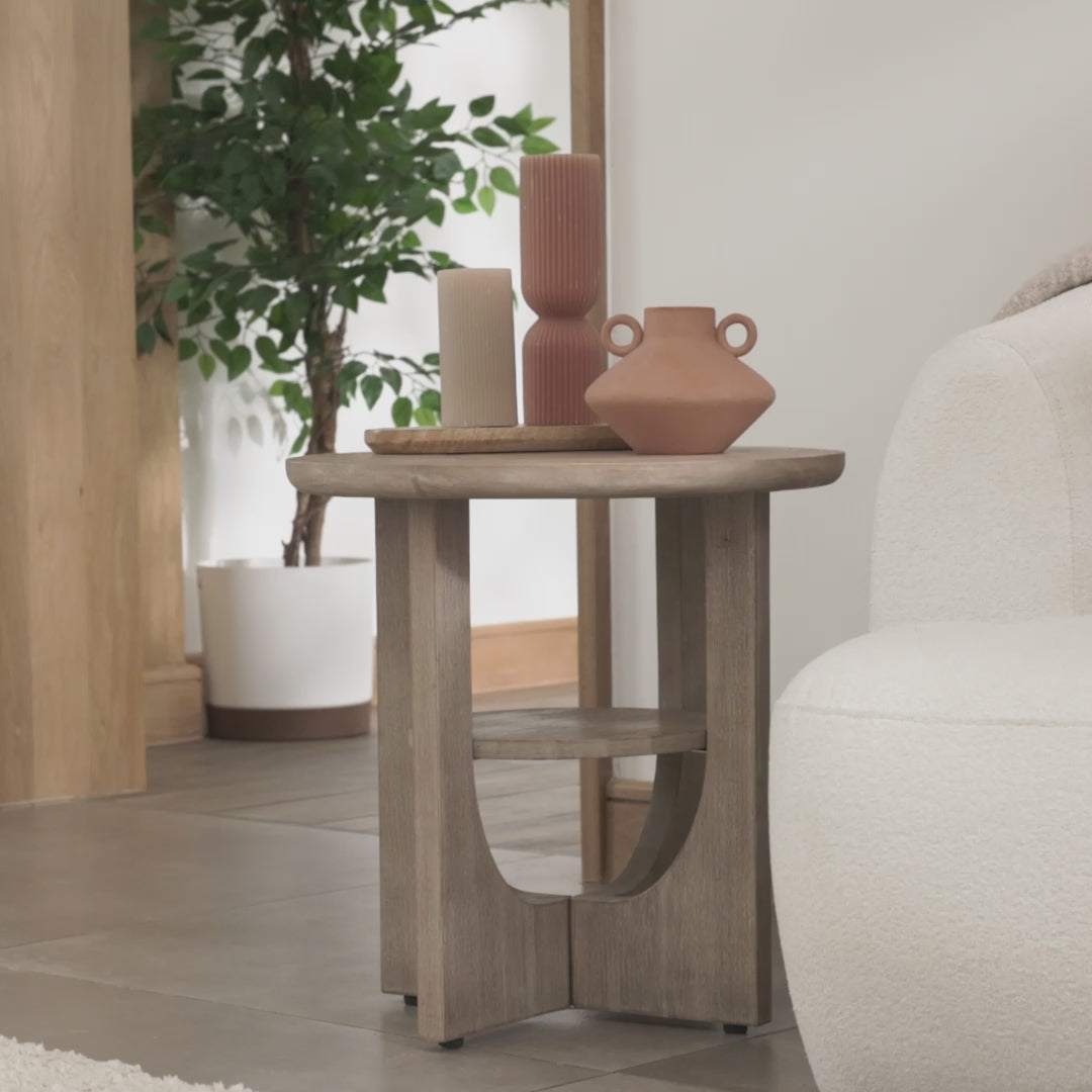 Delphi 50cm Side Table, Light Brushed Acacia 1x1