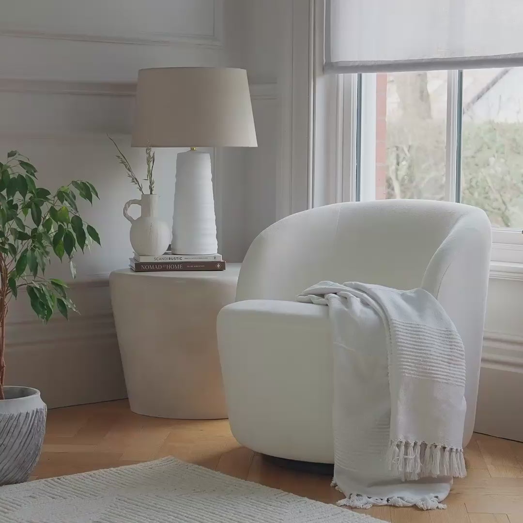 Sawyer 68cm Swivel Armchair - Oyster White - Laura James