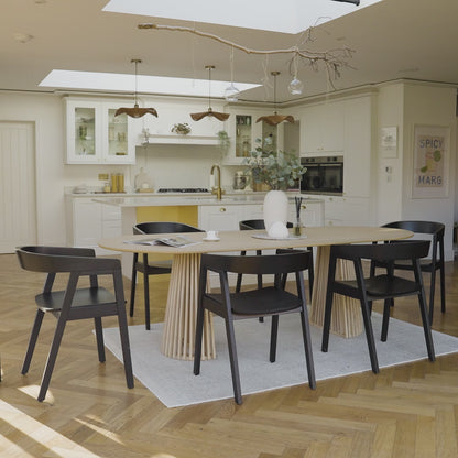 Willow Whitewash Dining Table Set - 6 Seater - Ella Black Carver Chairs - Laura James 