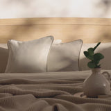 Elsham 45x45cm Scatter Cushion Cover - Ivory with Clay Velvet Piping - Laura James