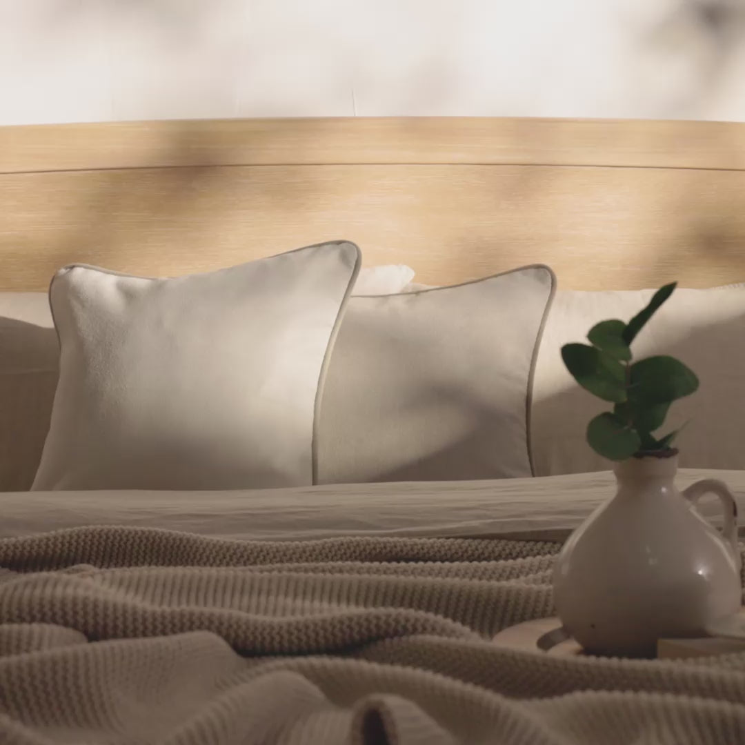 Elsham 45x45cm Scatter Cushion Cover - Ivory with Clay Velvet Piping - Laura James