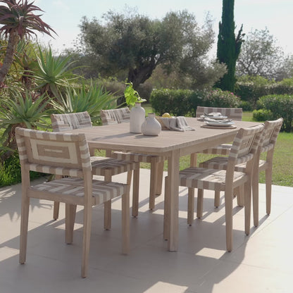 Saffron 6 Seater Extending Wooden Garden Dining Set with Saffron Natural/Beige Chairs - Laura James