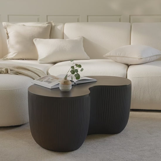 Sohan 84cm Kidney Concrete Coffee Table - Lava Black - Laura James