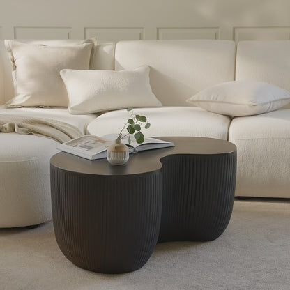 Sohan 84cm Kidney Concrete Coffee Table - Lava Black - Laura James
