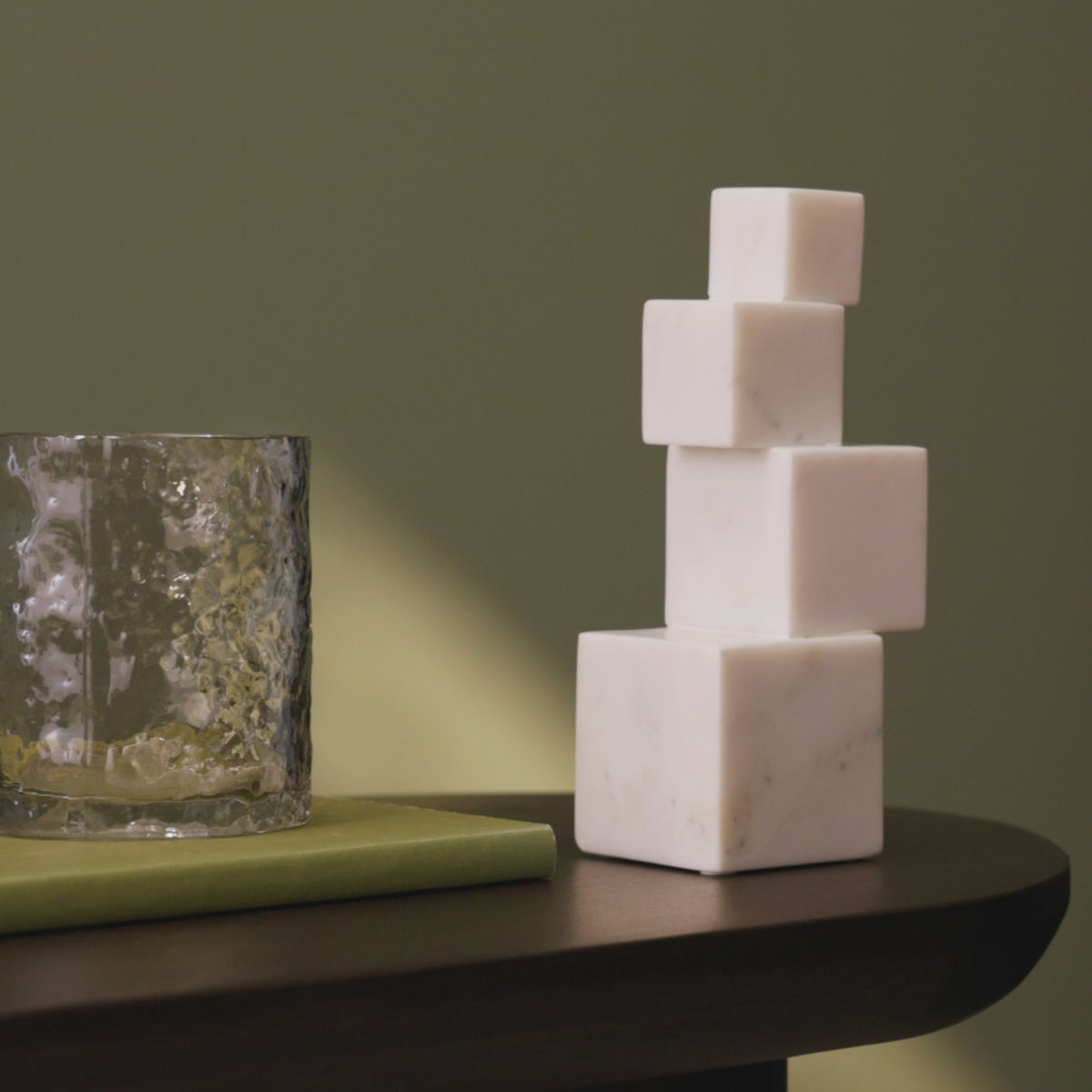 Tiree 23cm Abstract Ornament - White Marble - Laura James 