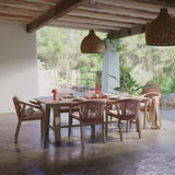 Shiro 8 Seater Garden Dining Set with Shiro Rope Dining Chairs - Mottled Pink Rope - Laura James