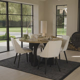 Jade Round Mango Wood 4 Seater Dining Set with Freya Boucle Dining Chairs - Laura James