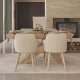 Olivia 160-240cm Pale Oak Dining Table Set - 6 Seater - Freya Sand Dining Armchairs - Pale Oak Legs - Laura James 