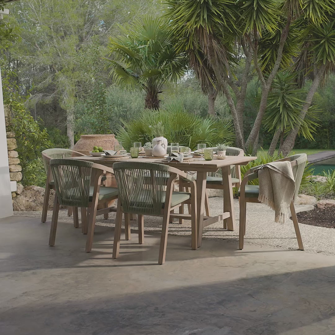 Shiro Green Rope Wooden Garden Chairs - Set of 2 - Laura James