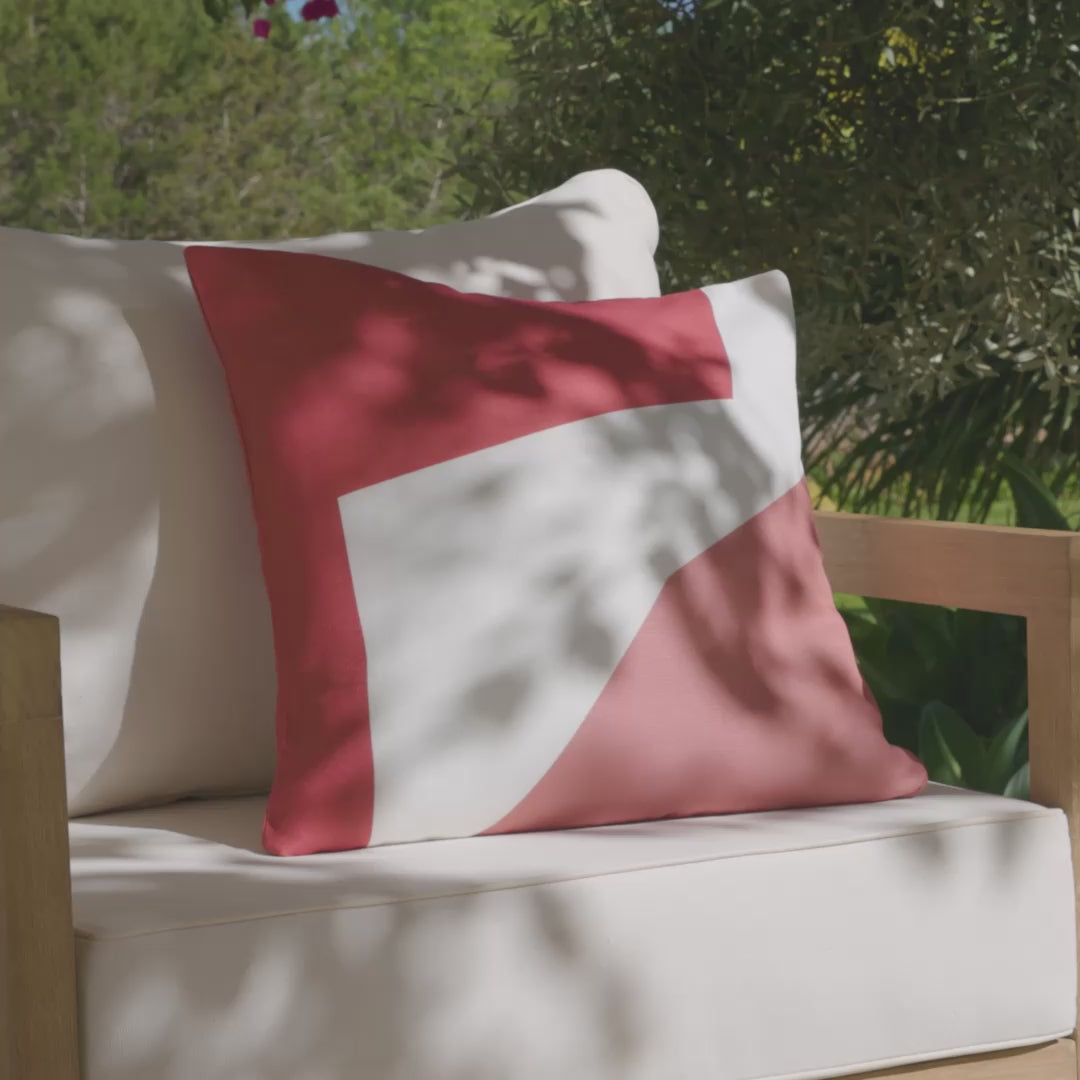 Salcombe 50x50cm Outdoor Cushion Cover - Paprika and Blush Pink - Laura James
