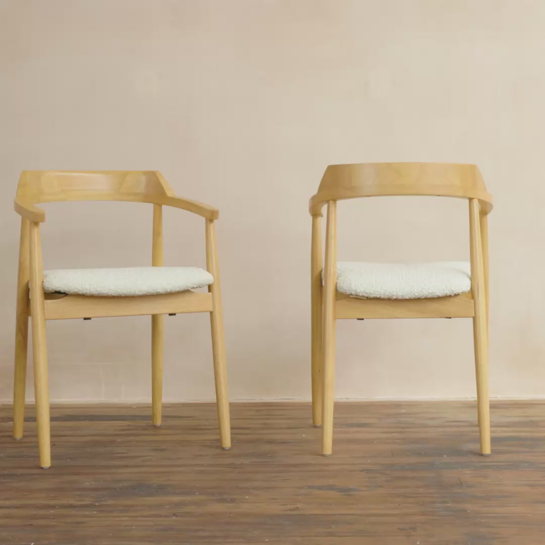 Carter Boucle Dining Armchairs - Set of 2 - Pale Oak Legs - Laura James 