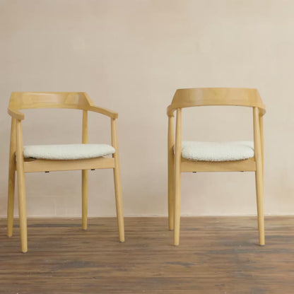 Carter Boucle Dining Armchairs - Set of 2 - Pale Oak Legs - Laura James 