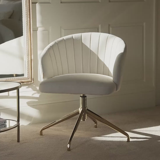 Arabella Office Swivel Chair - Natural Beige with Gold Legs - Laura James