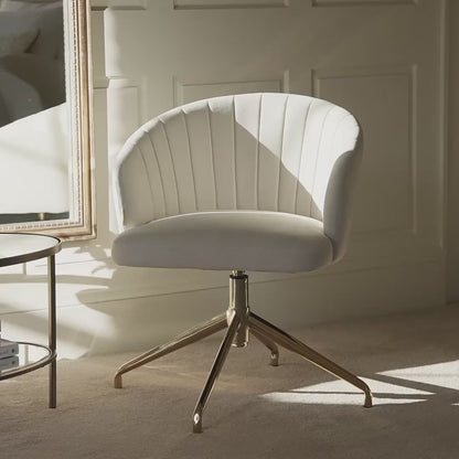 Arabella Office Swivel Chair - Natural Beige with Gold Legs - Laura James