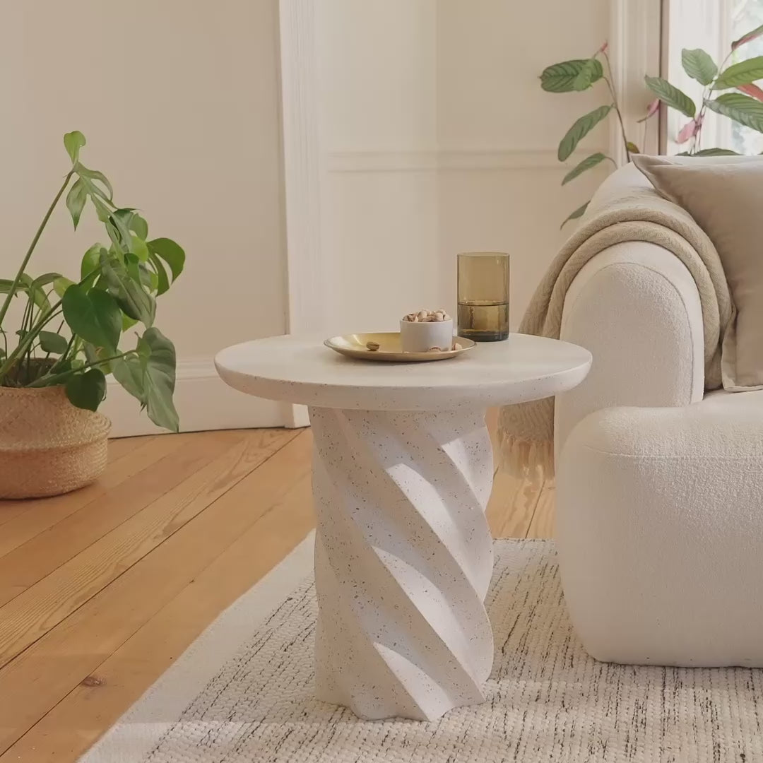 Bianca Round Side Table - Paprika Mother of Pearl Terrazzo - Laura James