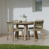 Shiro 4 Seater Round Wooden Garden Dining Set with Saffron Natural/Beige Dining Chairs - Laura James